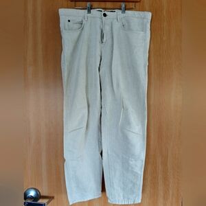 Massimo Dutti Men's Tapered Fit Cotton Linen Denim-Effect Trousers Beige 34 used